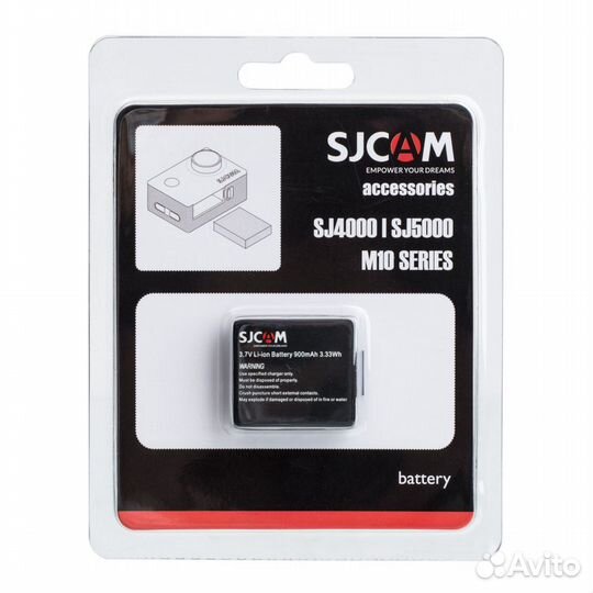 Аккумулятор sjcam 3,7V 900mAh 3.33Wh для экшн-каме