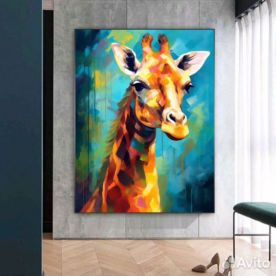 Картина на холсте маслом жираф