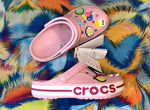 Crocs розовые + джибитсы в подарок