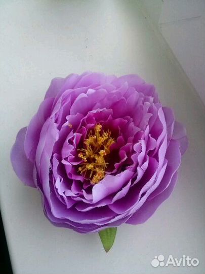 Резинка заколка брошка цветок Пион большой d14 см