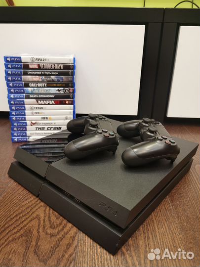 Sony PS4, 2 джойстика + 15 игр