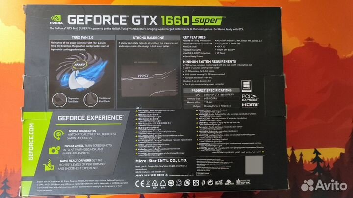 Видеокарта gtx 1660 super 6gb msi