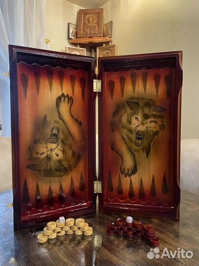 Шахматы нарды шашки 3 в 1 ручной работы