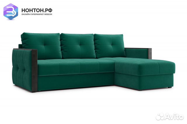 Диван угловой дельфин Инсайд изумрудный