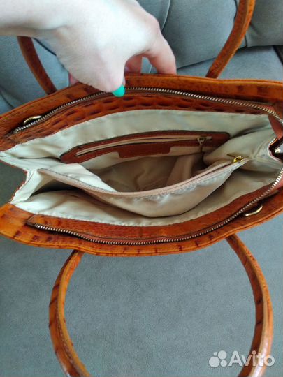 Сумка натуральная кожа светло-коричневая