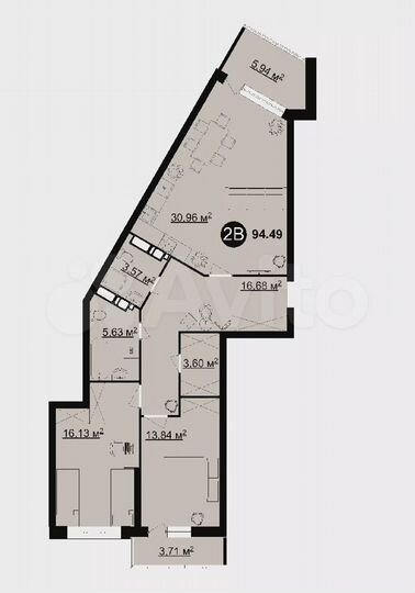 2-к. квартира, 94 м², 16/25 эт.