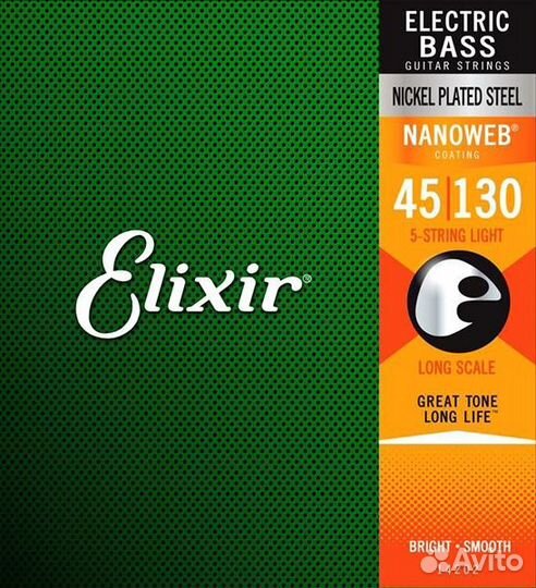 Струны для бас гитары 45-130 Elixir 14202 NanoWeb