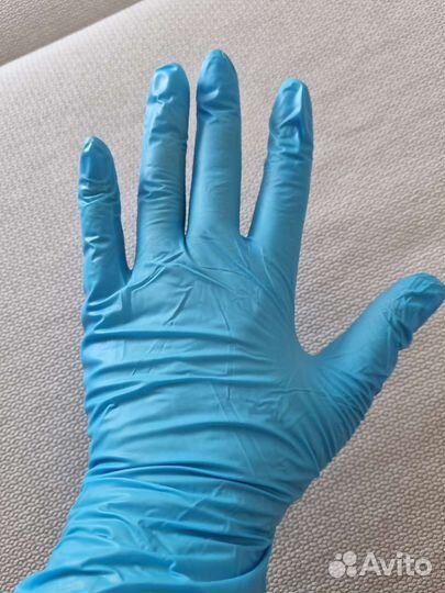 Перчатки медицинские,голубые L-100шт