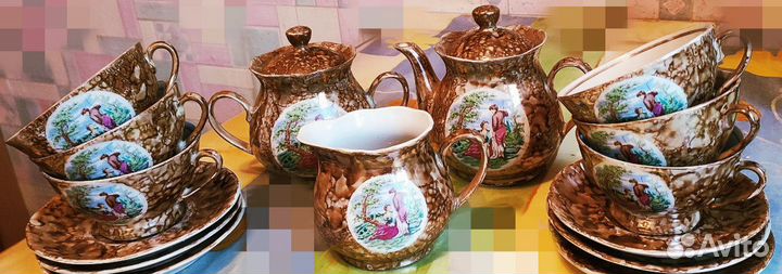 Чайный перламутровый сервиз. Кувшин. Стекло