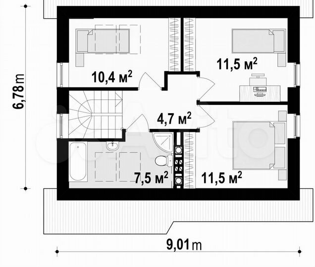 Дом 90 м² на участке 6 сот.
