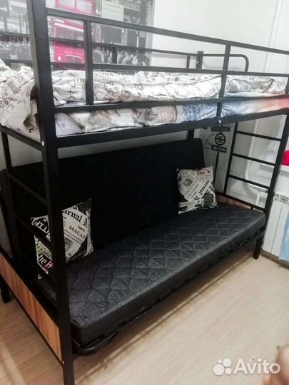 Кровать двухьярусная металл 120 см шириной