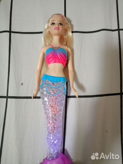Кукла барби русалка с подсветкой, поющая
