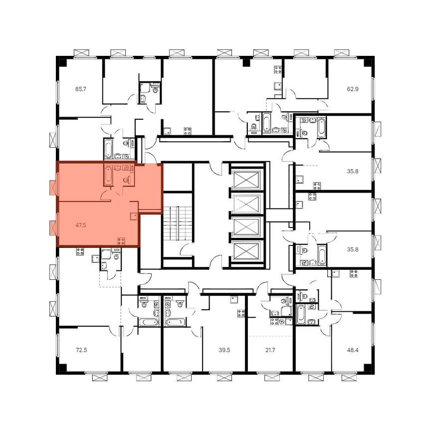 1-к. квартира, 47,5 м², 26/28 эт.