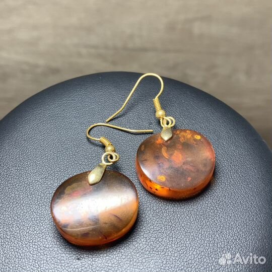 Винтажные Серьги Из Янтарного Камня Ретро