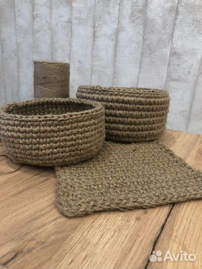 Корзины салфетки коврик из джута и шпагата