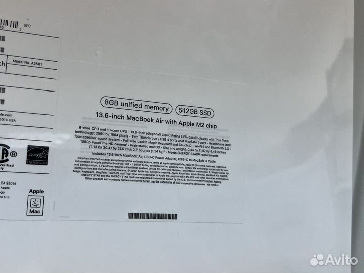 Hoвый MacBook 13.6 Air M2 8/512Gb+