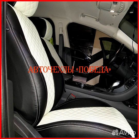Чехлы Ford Mondeo 4 Tit. из экокожи чёрно-белые