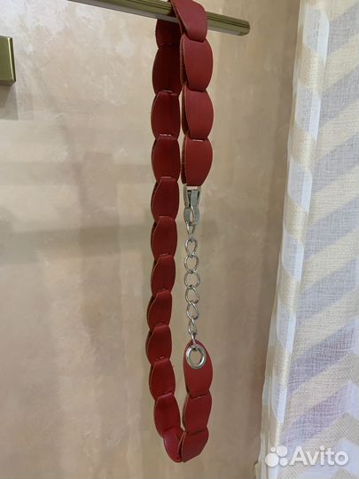 Ремень женский кожаный красный