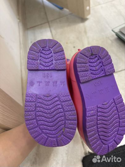 Детские резиновые сапоги с утеплителем 25 размер