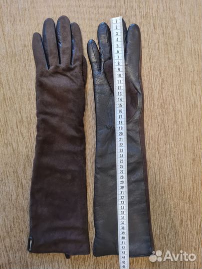 Перчатки женские длинные кожаные