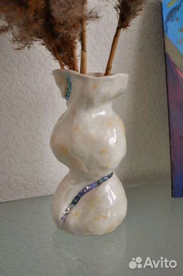 Ваза жемчужная керамическая ручной работы