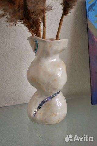 Ваза жемчужная керамическая ручной работы