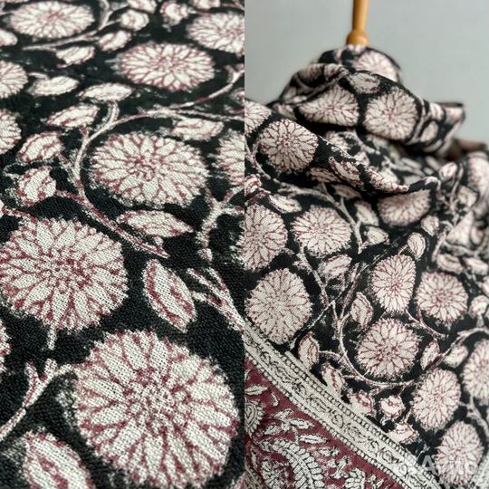 Платок, кубовая набойка/Платок на голову