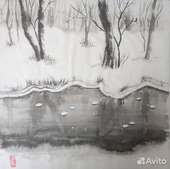 Картина пейзаж суми-э