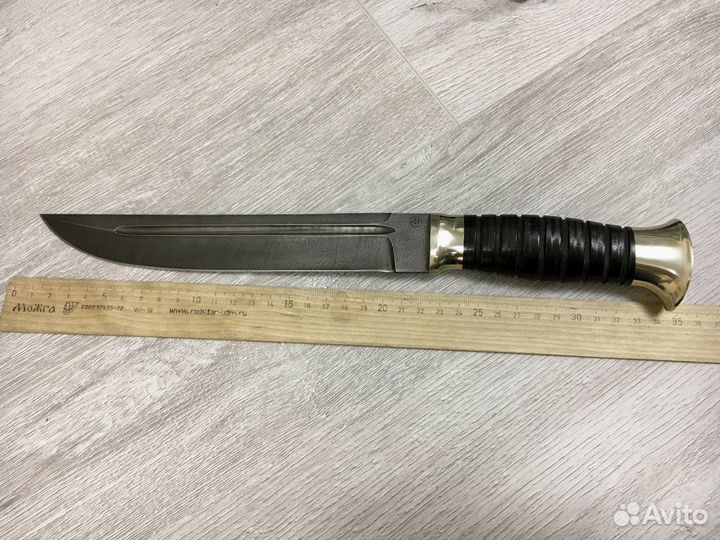 Пластунский нож Казак, дамасская сталь, мельхиор