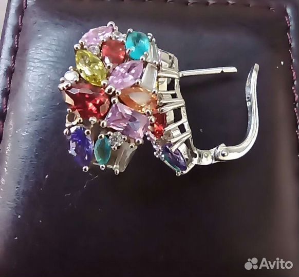 Серьги серебряные с самоцветами