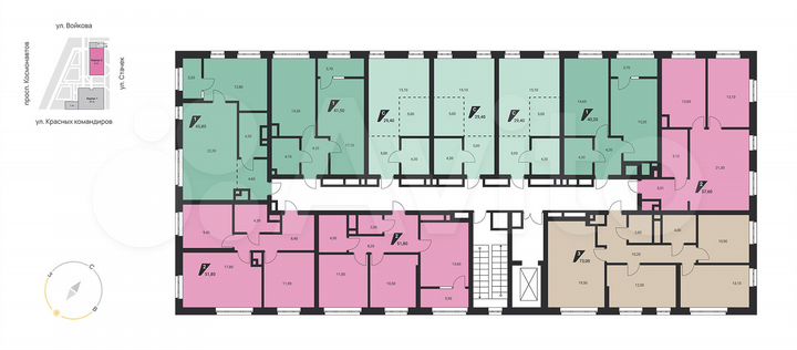 2-к. квартира, 57,6 м², 2/8 эт.