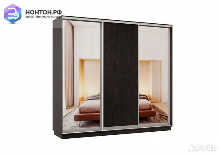 Шкаф-купе трёхдверный Ирида с 2 зеркалами венге