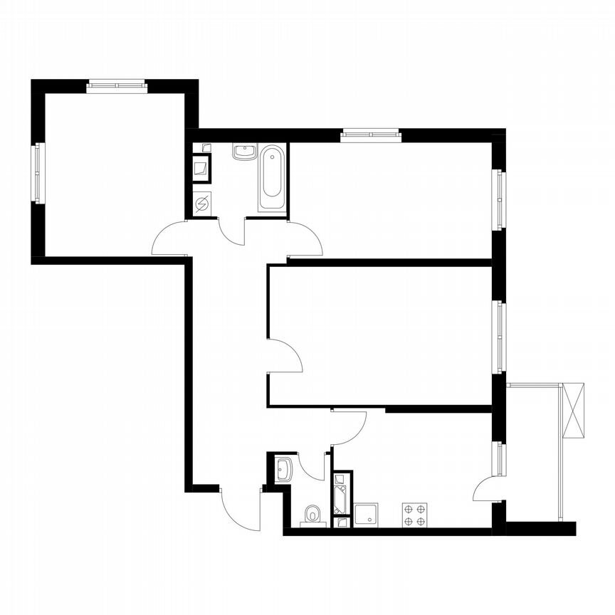 3-к. квартира, 77,8 м², 22/24 эт.
