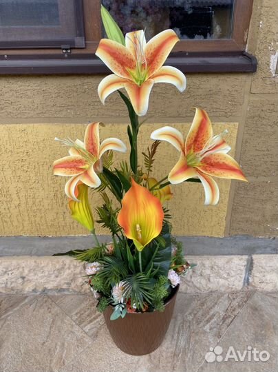 Искусственные цветы. Лилии, розы, георгины, пионы