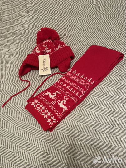 Комплект зимний шапка и шарф детский новый