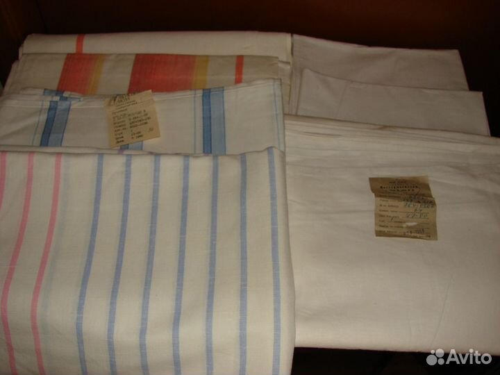Ткани разные, простыни и полотенца лен СССР