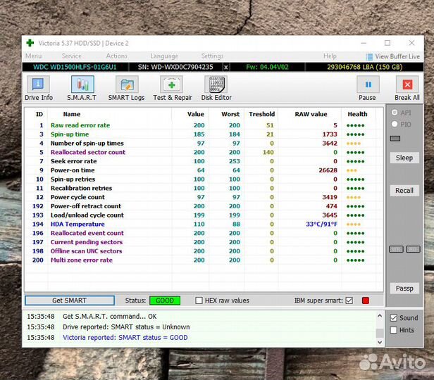 WDC WD1500hlfs 150,0 GB