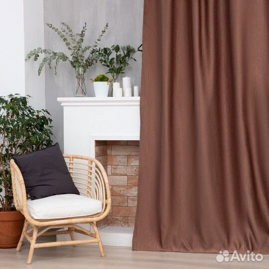 Штора портьерная Этель 'Фактура'цв.коричневый,на ш