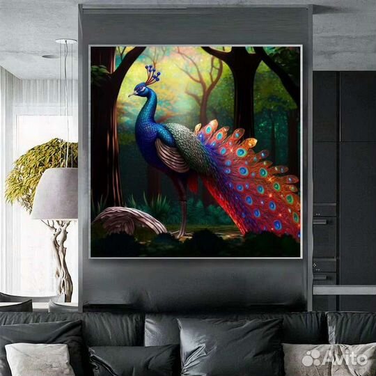 Картина маслом павлин