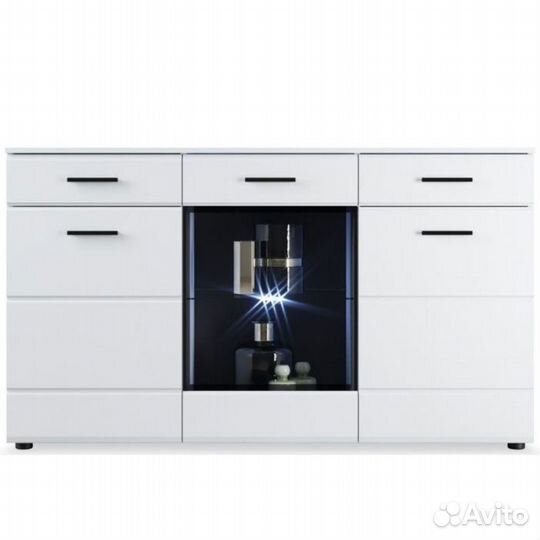 Комод «Йорк», 2д1в2ящ, Белый/белый глянец