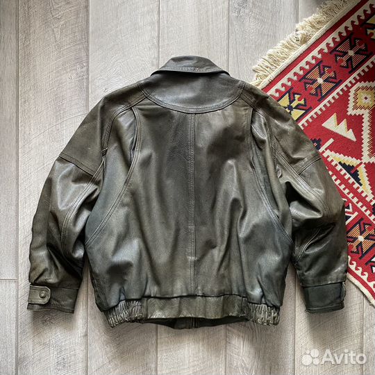 90's Leather Vintage Faded Bomber Marsh