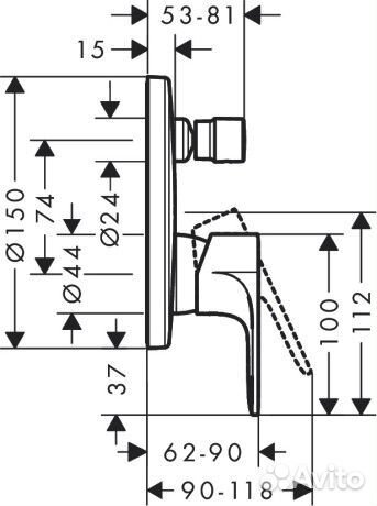 Смеситель для ванны hansgrohe 72469000 Хром