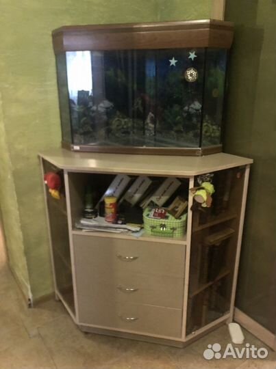 Аквариум 80 л угловой с оборудованием,грунтом