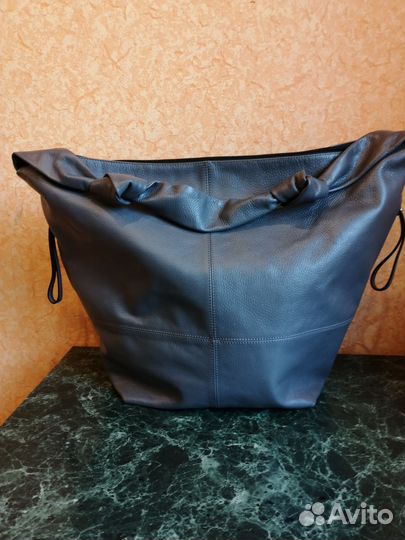 Сумка натуральная кожа, цвет серый