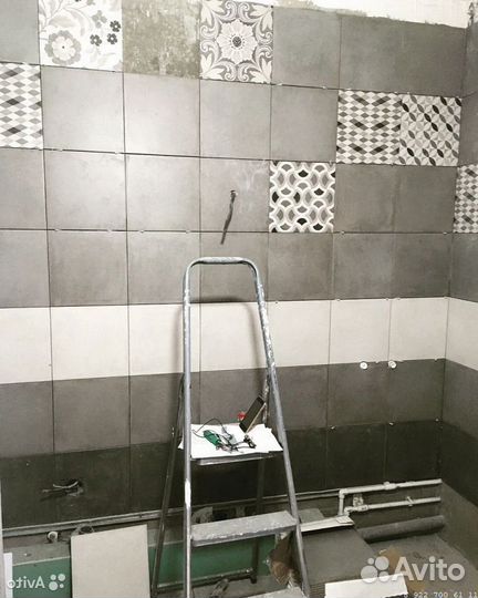 Ремонт ванной и санузла. Укладка плитки, Плиточник