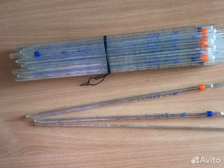 Пипетки стеклянные, гдр, 1978г. От 1мл до 10мл