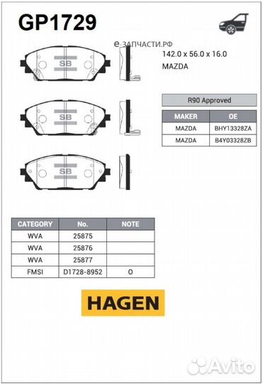 Sangsin brake GP1729 Колодки тормозные
