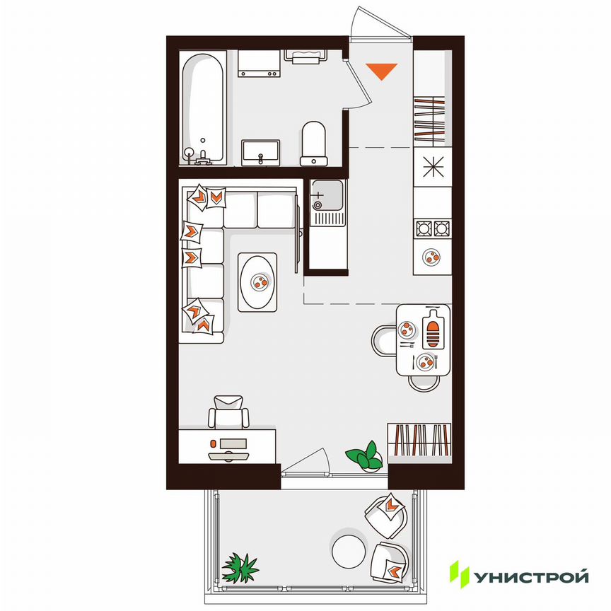 Квартира-студия, 27,1 м², 2/5 эт.
