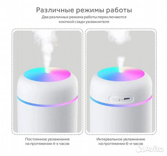 Увлажнитель воздуха,LED-подсветка, USB, 300 мл