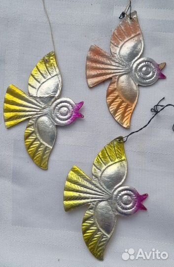 Елочные игрушки СССР. Картон. Птички. Картонаж